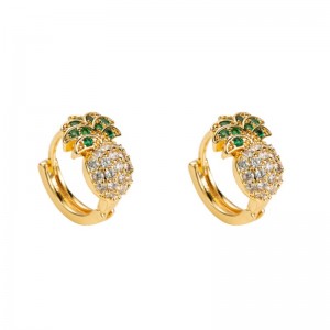 Våren och sommaren, nya europeiska och amerikanska gränsöverskridande källkodsslag, ananasformade örhängen, honkön, mikroinbyggd zirkon Sydkorea, söta, enkla örhängen