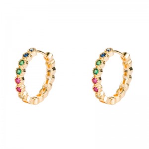 Ins-europeiska och amerikanskanischörhängen, kopparmicro-inlaid zircon örhängen, grön färg elektroplätering färg zirkonium stora örhängen,netto röd örhängen